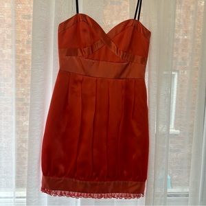 Strapless Coral Cupcake Dress 100% Silk